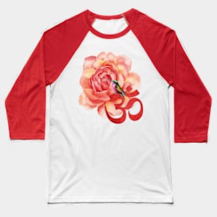 Watercolor Hummingbird Roses Om Design Baseball T-Shirt